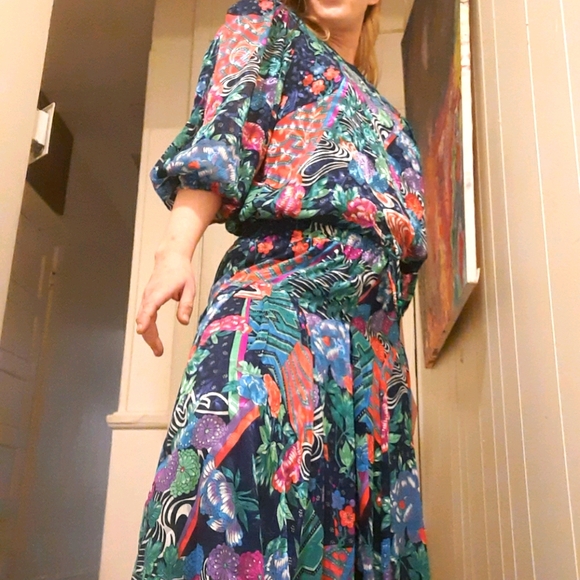 1980's psychedelic designer Diane Freis skirt set - Picture 5 of 15